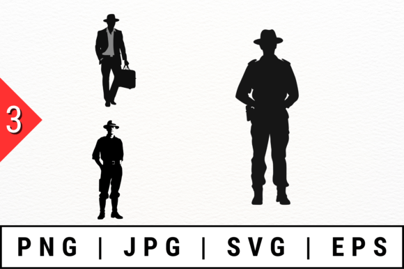 Black Cowboy Silhouettes Vector Art for Graphics & Crafts