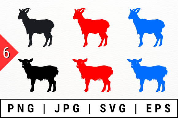 Goat Silhouettes Graphics for Crafts
