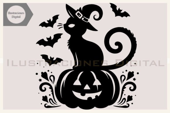 Halloween Cute Cat Vector Clipart for Graphics & Crafts
