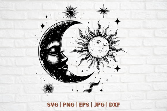 Mystical Moon and Sun Graphics for Crafts