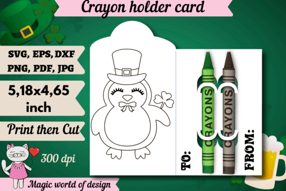 St Patrick s Day Penguin Coloring Card Graphics for Crafts